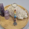 Chakra Natural Stone Keychain with Tree of Life Circle Charm