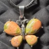 Peach and Green Stone Butterfly Pendant