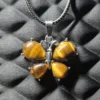 Tigers Eye Stone Butterfly Pendant
