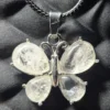 Quartz Crystal Stone Butterfly Pendant