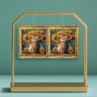 "Sunflowers"  Cat Earrings – Inspired by Van Gogh