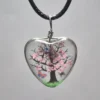 Blush Pink Dried Flower Heart Shaped Resin Pendant