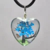 True Blue Dried Flower Heart Shaped Resin Pendant