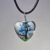 Teal Blue Dried Flower Heart Shaped Resin Pendant - Image 2