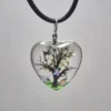 White Dried Flower Heart Shaped Resin Pendant - Image 2