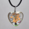 Orange Dried Flower Heart Shaped Resin Pendant