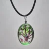 Green Dried Flower Oval Shaped Resin Pendant - Image 2