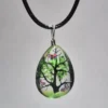 Green Dried Flower Teardrop Shaped Resin Pendant - Image 2