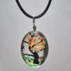 Orange Dried Flower Oval Shaped Resin Pendant