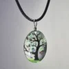 Sky Blue Dried Flower Oval Shaped Resin Pendant - Image 2