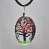 Tangerine Red  Dried Flower Oval Shaped Resin Pendant