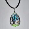 Teal Blue Dried Flower Teardrop Shaped Resin Pendant - Image 2