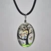 White Dried Flower Oval Shaped Resin Pendant - Image 2