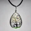 White Dried Flower Teardrop Shaped Resin Pendant
