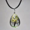 Yellow Dried Flower Teardrop Shaped Resin Pendant - Image 2
