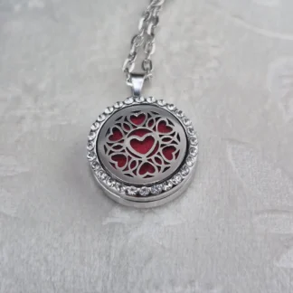 Multi-Heart Aromatherapy Locket With Rhinestones