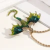 2 Tone Green Enamel Dragon Pendant
