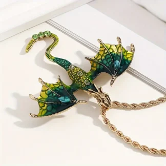 2 Tone Green Enamel Dragon Pendant
