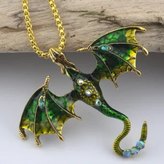 2 Tone Green Enamel Dragon Pendant