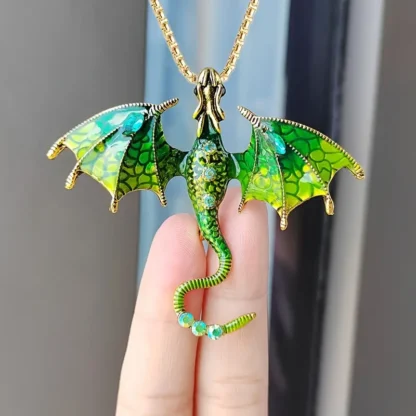 2 Tone Green Enamel Dragon Pendant - Image 2