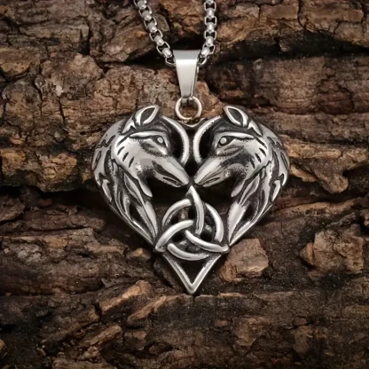 "Bond of the Wolves" - Celtic Heart Pendant