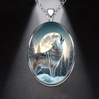 "Moonhowl" – Wolf Spirit Cabochon Pendant