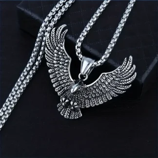 Open Wingspan Silvery Eagle Pendant