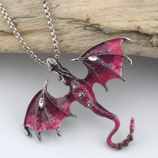 Pink And Purple Enamel Dragon Pendant