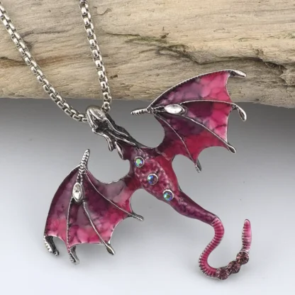 Pink And Purple Enamel Dragon Pendant