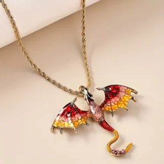 Red And Yellow Enamel Dragon Pendant