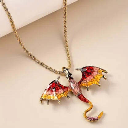 Red And Yellow Enamel Dragon Pendant