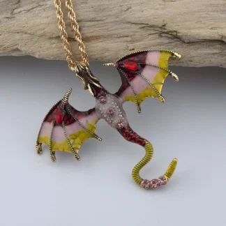 Red And Yellow Enamel Dragon Pendant
