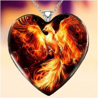 Red Fire Phoenix Cabochon Pendant