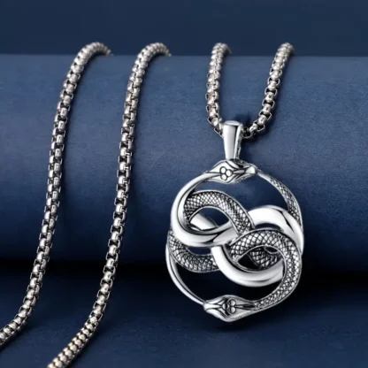 "Serpent’s Knot" - Intertwined Snake Pendant
