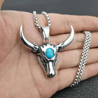 "Azure Horns" - Bull Head Pendant