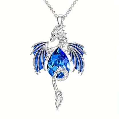 Small Blue Enamel Dragon With Synthetic Gem