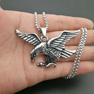 Swooping Silvery Eagle Pendant
