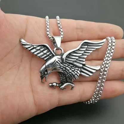 Swooping Silvery Eagle Pendant