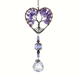 Heart Shaped Amethyst Wire Wrap Suncatcher