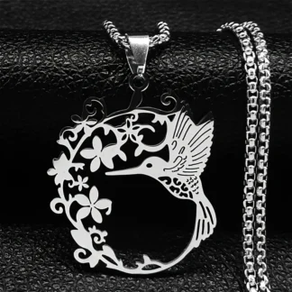 "Wings of Grace" – Stainless Steel Hummingbird Pendant