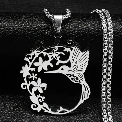 "Wings of Grace" – Stainless Steel Hummingbird Pendant