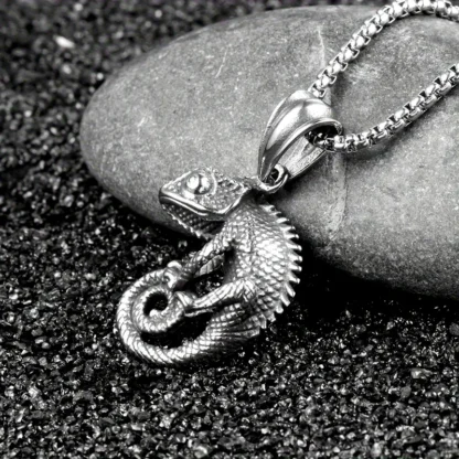 "Camouflage Charm" – Coiled Chameleon Pendant