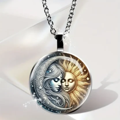 "Celestial Embrace" - Sun and Moon Cabochon Pendant