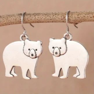 "Forest Trotters" - Silvery Bear Cub  Dangle Earrings