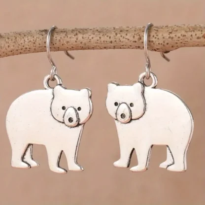 "Forest Trotters" - Silvery Bear Cub  Dangle Earrings