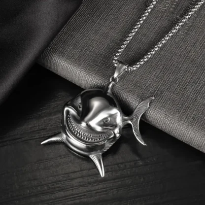 "Smiling Predator" - Silvery Shark Pendant