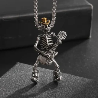Guitar Playing Skeleton Pendant