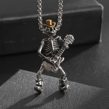 Guitar Playing Skeleton Pendant