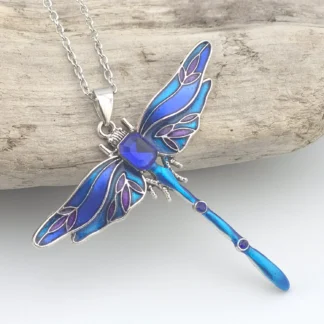 Violet & Sapphire Enamel Dragonfly Pendant