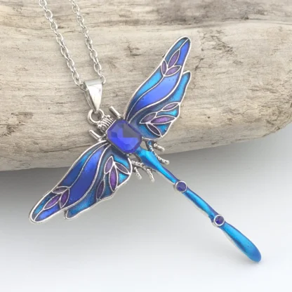 Violet & Sapphire Enamel Dragonfly Pendant